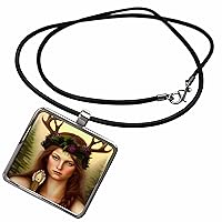 3dRose Cassie Peters Fantasy - Elen of the Ways Deity Painting - Necklace With Pendant (ncl-373077)