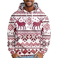 DuDubaby Christmas Graphic Hoodies For Men Winter Funny Hoodies Outdoor Loose Thermal Sweatshirt Vintage Basic Hooded