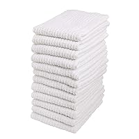 Bar Mop Cleaning Kitchen Dish Cloth Towels,100% Cotton, Machine Washable, Everyday Kitchen Basic Utility Bar Mop Dishcloth Set of 12, White