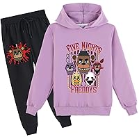 Long Sleeve Hooded Sweatshirt Casual Pullover Hoodie and Jogger Pants Set for Kids