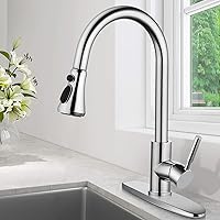 Single Handle Kitchen Faucet Stainless Steel High Arc Modern Style Aquablade Sweep, Stream & Spray Fit for One & 3 Hole