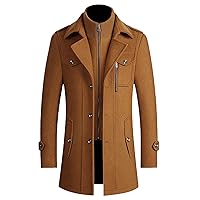 Winter Men's Casual Wool Trench Blends Coat Business Medium Long Solid Color Thicken Slim Windbreaker Warm Overcoat