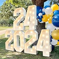 2024 Graduation Decorations - 2FT Large PRE-CUT 2024 & 24 Marquee Numbers Kit - Mosaic Foam Board Sign - Class of 2024 Party Supplies Decor for Kindergarten Preschool High School Wedding Prom