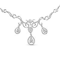 14K White Gold 3 1/2 Cttw Diamond Statement Drop and Dangle Necklace (G-H Colors, SI1-SI2 Clarity)