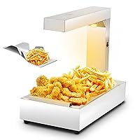 Commercial Grade Portable Food Warmer - Freestanding Stainless Steel Light, Chicken Fries Warmer, 1000 Watt Deep Fry Heat Lamp, Removable Curved Drain Tray