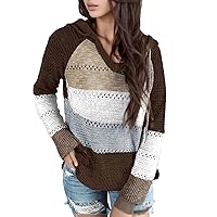 Women's Crew Neck Sweater Batwing Long Sleeve Color Block 2023 Fall Loose Fuzzy Knit Jumper Tunic Pullover Tops