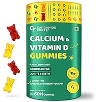 Carba.Mide Forte Calcium with Vitamin D Gummies for Men & Women| Calcium Gummies for Women & Men for Stronger Bones, Joints & Teeth & Immunity - Mango & Strawberry Flavour - 60 Veg Gummies