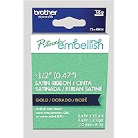 Brother P-Touch Embellish Gold Print on Navy Satin Ribbon TZERN34 - ~½” Wide x 13.1’ Long for use with P-Touch Embellish Ribbon & Tape Printer