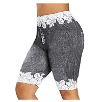 Women's Active Biker Shorts Butt Lifting Tummy Control Athletic Shorts Floral Printed Comfy High Waisted Booty Yoga Shorts