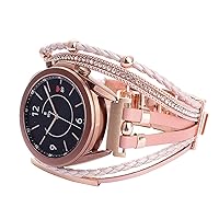 Compatible with Samsung Galaxy Watch 6/5/4/3 Band/40mm 44mm/Active 2/Galaxy Watch 5 Pro/Watch 6&4 Classic 43mm/47mm/42mm/46mm/Garmin Venu, 20mm Leather Boho Bracelet Jewelry Strap for Women