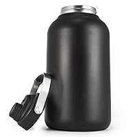 128oz Insulated Water Bottle With Wide Mouth, One Gallon Stainless Steel Double Vacuum Water Bottle For Hot & Cold Drinks, Big Water Jug With Handle For Sports, Travel, Black