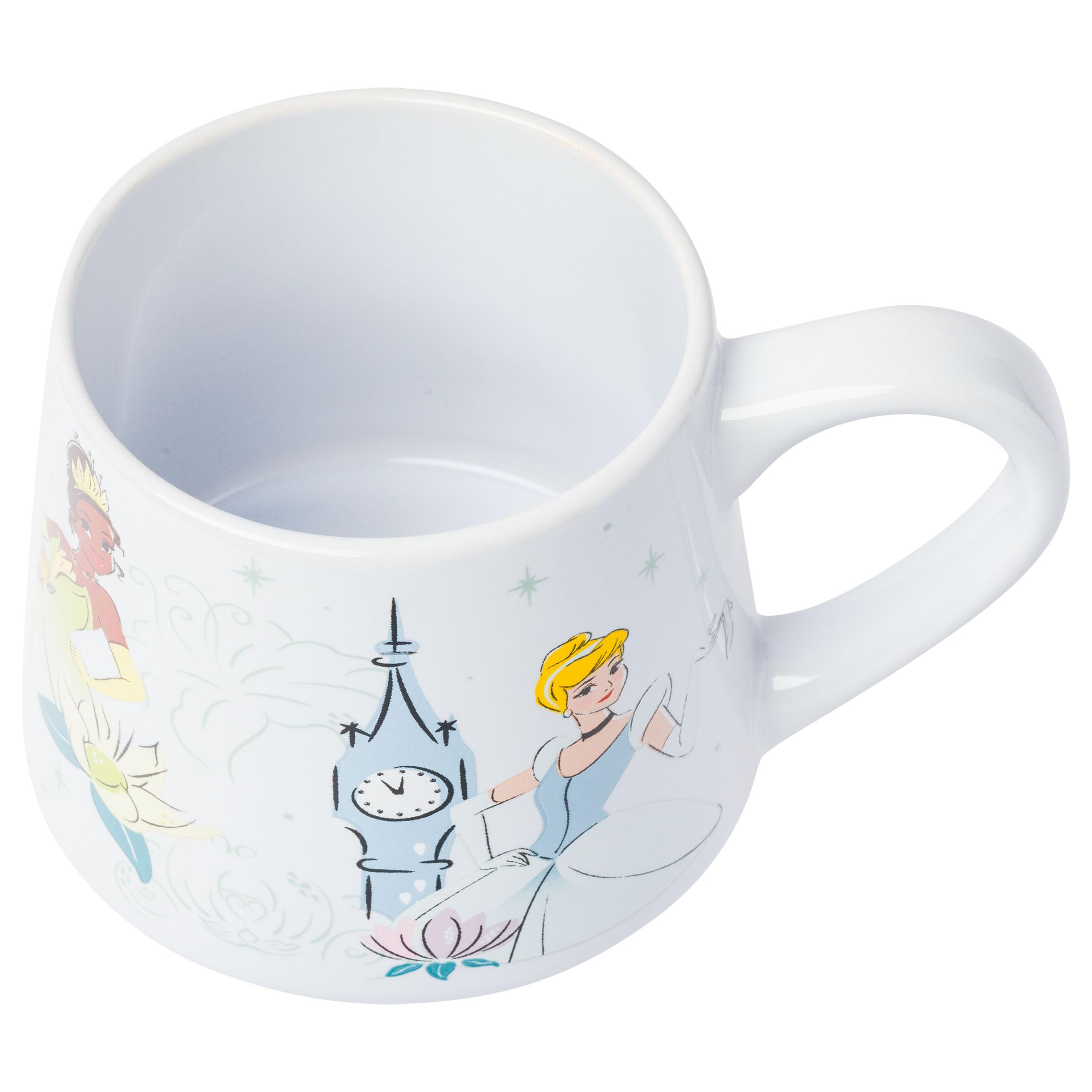 Silver Buffalo Disney Princess Icon Sparkle Line Up Tapered Pottery Mug, 14 Ounces