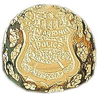 Police Badge Men's Rings | Yellow Gold-plated 925 Sterling Silver Police Badge Men's Ring - Made in USA