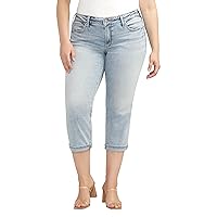 Silver Jeans Co. Women's Plus Size Britt Low Rise Curvy Fit Capri Jeans