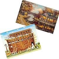 Two Plastic Jigsaw Puzzles Bundle - 1000 Piece - Evgeny Lushpin - Tranquility H2852 and 1200 Piece - Smart - Norah's Castle - [H2852+H2875-1]