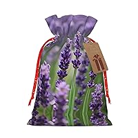WURTON Purple Lavender Floral Flowers Print Christmas Party Drawstring Gift Bags Supply Wedding Holiday Xmas Supplies 8.3 X 11.8 In