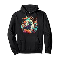 Cute Kitten Cat Floral Flower Background Mother's Day Gift Pullover Hoodie