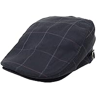 [エクサス] ハンチング ウィンドチェック柄 大きいサイズ帽子約65cm対応 サイズ調節可能 メンズ ブラック