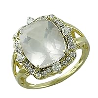 Carillon Rose Quartz Cushion Shape Natural Non-Treated Gemstone 10K Yellow Gold Ring Engagement Jewelry for Women & Men