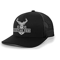 Heritage Pride Deer Hunting Deer Head Shield Mens Embroidered Mesh Back Trucker Hat