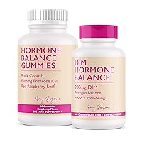Hormone Balance Gummies & 200 mg DIM - with Red Raspberry Leaf & Black Cohosh - Menopause, PMS, Hormonal Acne, Bloating Support