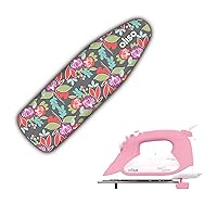 Oliso TG1600 Pro Plus 1800 Watt SmartIron with Auto Lift (Pink) & OLISO Ironing Board Cover, durable 100% cotton lined with professional grade felt pad (Floral)