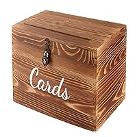 Rustic Wooden Card Box with Lock（ 10×10×6 in:Wedding,Shower Anniversary etc