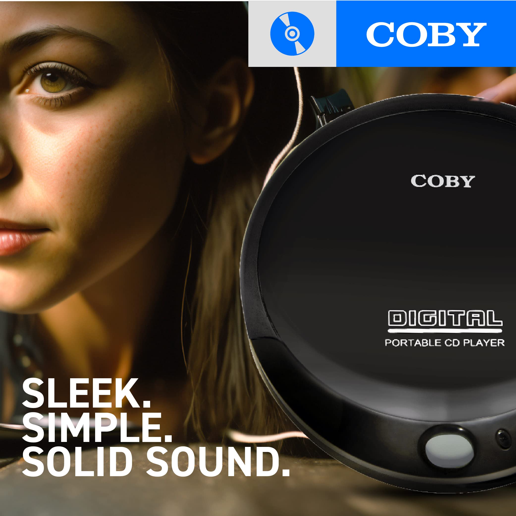 Coby Portable CD Player with Headphones | 60-Sec Anti-Skip Compact Disc Player with Foldable Headset Bundle | Small CD Player Portable for Travel, Home | Retro MP3 Player Discman Portable CD Players