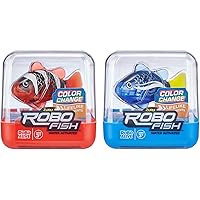Robo Alive Robo Fish Robotic Swimming Fish (Blue + Red 2 Pack) by ZURU Water Activated, Changes Color, Comes with Batteries, Amazon Exclusive - Blue + Red (2 Pack)