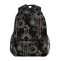 ALAZA Moon Sun Star on Black Background Backpack for Women Men,Travel Casual Daypack College Bookbag Laptop Bag Work Business Shoulder Bag Fit for 14 Inch Laptop