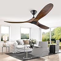 XSGDMN Ceiling Fan with Remote Control, Ceiling Fan without Light, DC Ceiling Fan, Wood, 6-Stage Reversible Quiet DC Motor for Bedroom, Living Room, Farmhouse, Porch (152 cm / 60 inches)