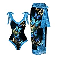 Sunflower Swimsuits for Girls 6 Ruffle Bikini Swimsuit with Cover Up Wrap Skirt Women Chiffon Tie Swimsuits