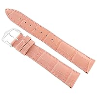 16mm Hirsch Duke Alligator Grain Pink Genuine Leather Padded Watch Band Strap