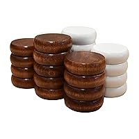 26 Crokinole Discs with a Velvet Pouch – Full Set (White and Walnut Stain, Large – 1 1/4 Inch Diameter (3.2cm))