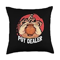 Pot Dealer Ceramics | Clay Pottery Wheel Throw Pillow, 18x18, Multicolor