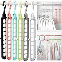 Closet Organizers and Storage,College Dorm Room Essentials,Pack of 6 Multifunctional Organizer Magic Space Saving Hangers with 9 Holes Storage Organization for Wardrobe Closet