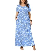 BISHUIGE Women Summer XL-6X Plus Size Maxi Dress Long Dresses with Pockets