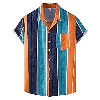 Men Hawaiian Soft Baggy Shirts Summer Men's Beach Shirt Hawaiian Short-Sleeved Flower Shirt
