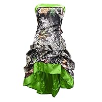 Womens Strapless Short High Low Camo Cocktail Party Prom Dress