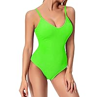 Angerella Women's One Piece Swimsuits Tummy Control High Waisted Ribbed Bathing Suit 1 Piece Monokini Swimsuit