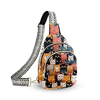 Leather Sling Bag Small Crossbody Backpack Travel Shoulder Pack Hiking chest Daypack for Women Adjustable