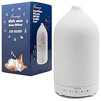 200ML White Noise Ceramic Diffuser,Sleep Sound Machine with 20 Natural Soothing Sounds, 7 Color Lights,Essential Oil Diffuser, Timer for Baby, Kids, Adults, Office, Home(White Grain)