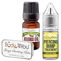 BodyJ4You 3PC Piercing Aftercare Set | Ear Balm Jojoba Tea Piercing Bump Removal | Gauges Ear Lobe Tunnel Plug Taper Expander | Natural Recovery Solution Pure Unrefined Skin Treatment Vitamins