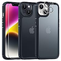 5 in 1 for iPhone 14 Case, [Not Yellowing] with 2 Tempered Glass Screen Protectors + 2 Camera Lens Protectors [Military Grade Protection] Shockproof Slim Phone case 6.1 Inch, MatteBlack
