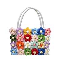 SUKUTU Women Small Flower Handwoven Crossbody Handbag Cute Multicolored Purse Bag Cotton Crochet Shoulder Bag