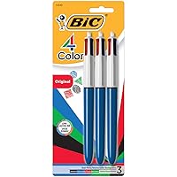 BIC 4-Color Ballpoint Pen, Medium Point (1.0mm), Assorted Inks, 3-Count- Pack of 36