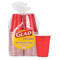 Glad Everyday Disposable Plastic Cups for Everyday Use | Red Plastic Cups Strong and Sturdy Red Plastic Party Cups for All Occasions, 16 Oz Cups (100 Count)