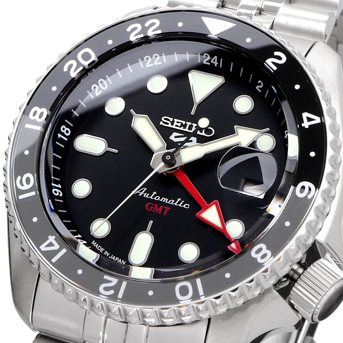 Seiko 5 Sports Style GMT Model, Automatic Mechanical Watch, Seiko Five Sports, Men's Made in Japan SSK001, Black, Overseas Model, Bracelet Type