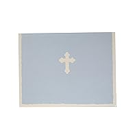 Set of 40 Religious Thank you Notes and Envelopes, Blue and White Cross