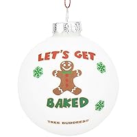 Tree Buddees Gingerbread Man Get Baked Funny Glass Christmas Ornament